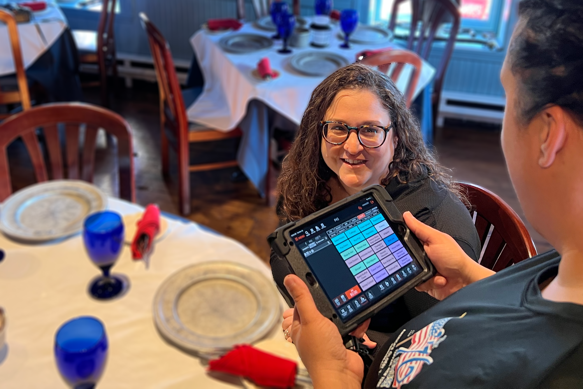 Tableside ordering at restaurant with tablet point of sale